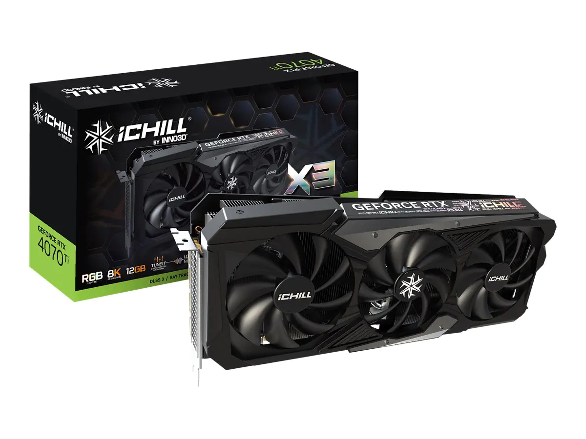 Inno3D iChiLL GeForce RTX 4070 Ti X3 - Grafikkarten - GeForce RTX 4070 Ti - 12 GB GDDR6X - PCIe 4.0 x16 - HDMI, 3 x DisplayPort