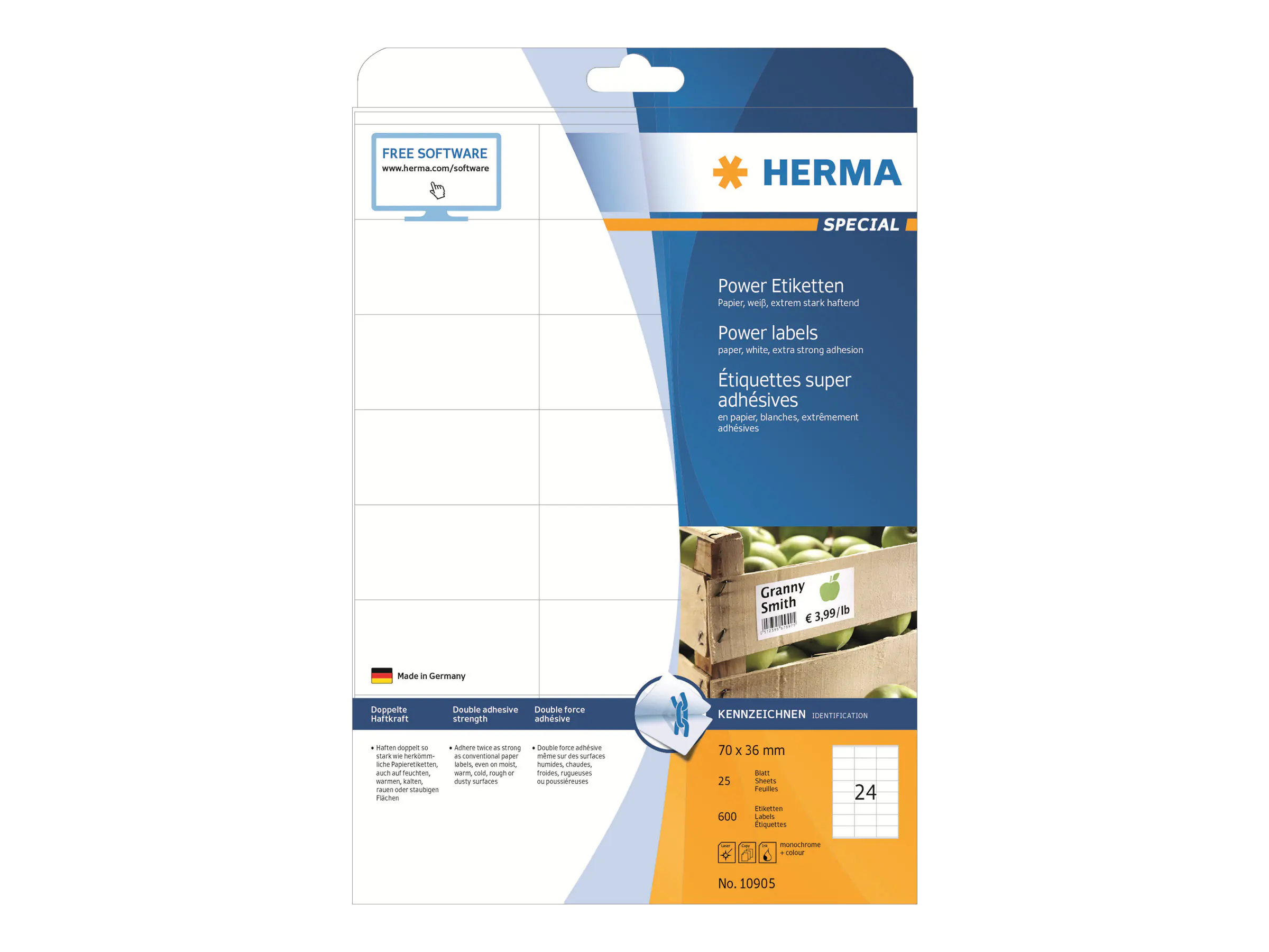 HERMA Etikett 10905 70x36mm weiß 600 St./Pack.