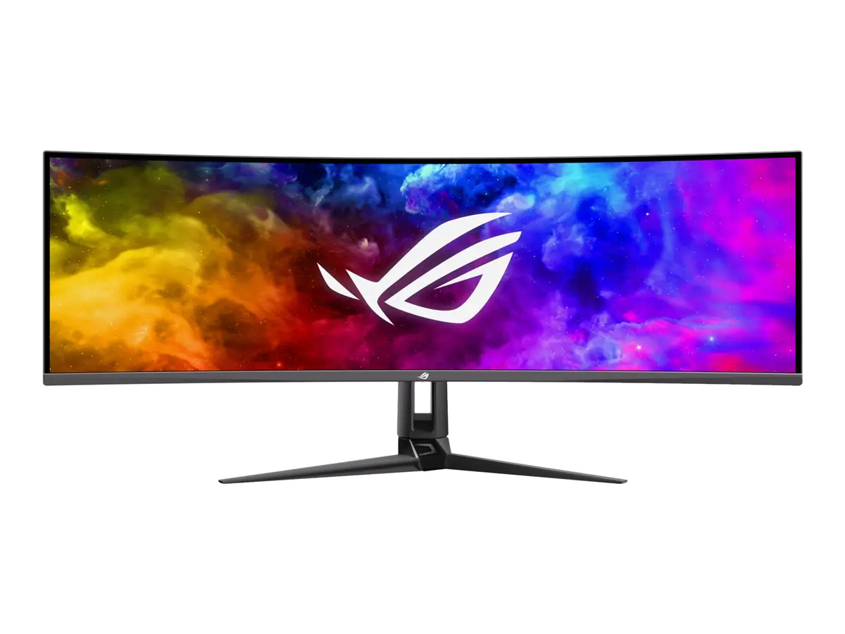 ASUS ROG Swift PG49WCD - OLED-Monitor - Gaming - gebogen - USB - 124.5 cm (49") - 5120 x 1440 @ 144 Hz - 1000 cd/m² - 1500000:1 - DisplayHDR 400 True Black - 0.03 ms - HDMI, DisplayPort, USB-C - Schwarz