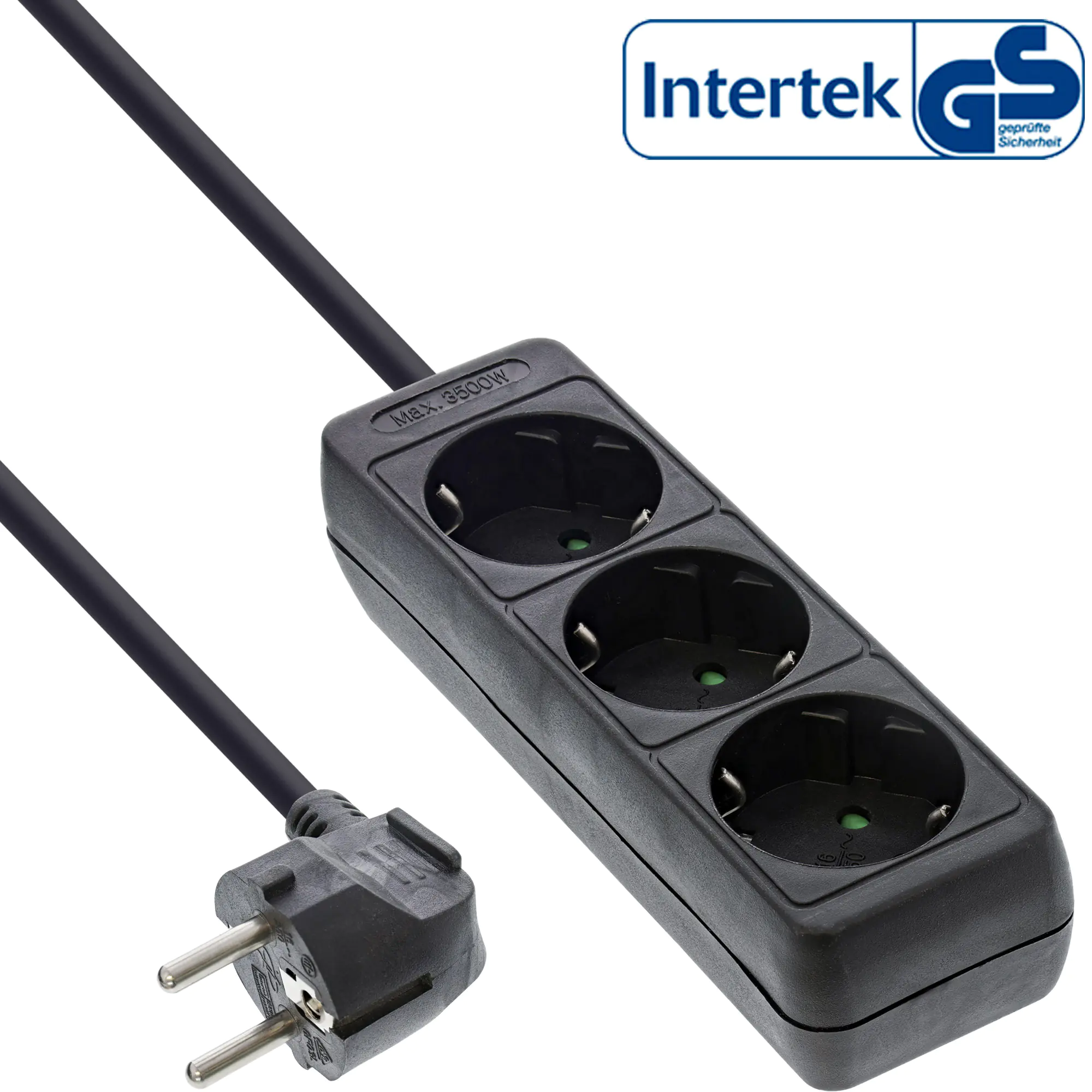 InLine Steckdosenleiste - 3-fach Schutzkontakt - schwarz - 3m 16433