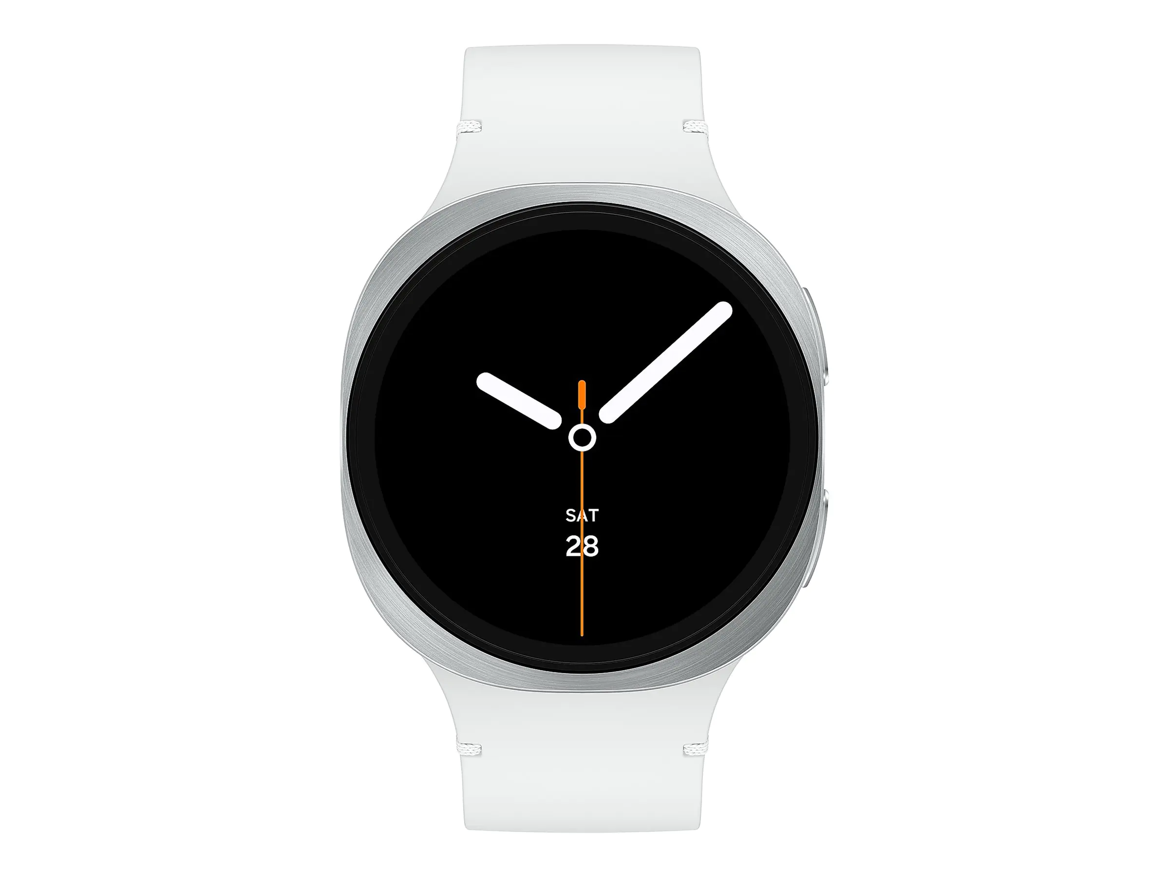 Samsung Galaxy Watch8 - 44 mm - silber - intelligente Uhr mit Sportband - Gummi - weiß - Bandgröße: M/L - Anzeige 3.7 cm (1.47") - 32 GB - NFC, Bluetooth, Wi-Fi, LTE - 4G - 34 g