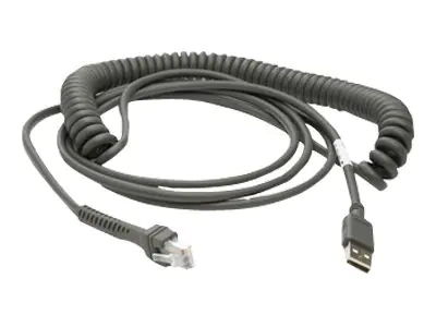 Zebra - USB- / Netzwerkkabel - USB (M) zu RJ-45 (M) - 4.6 m - gewickelt - für Symbol LS2208, LS3408-ER; Zebra VC80X
