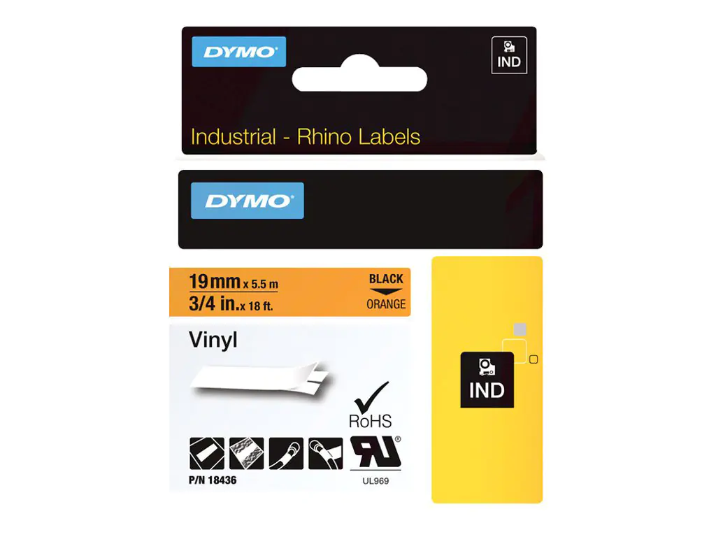 Dymo RhinoPRO - Vinyl - permanenter Klebstoff - orange - Roll (1.9 cm x 5.5 m)