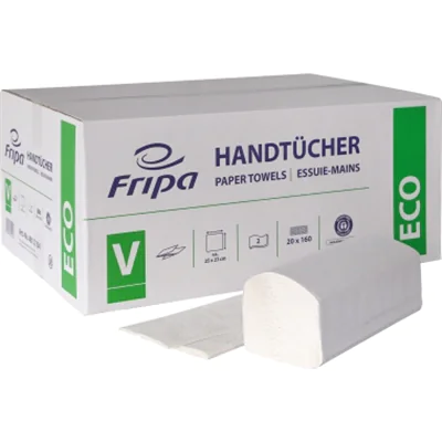 Fripa Papierhandtuch ECO 25 x 23 cm (B x L) Papier, 100 % recycelt weiß 20 x 160 Bl./Pack. Fripa Papierhandtuch ECO 25 x 23 cm (B x L) Papier, 100 % recycelt weiß 20 x 160 Bl./Pack.