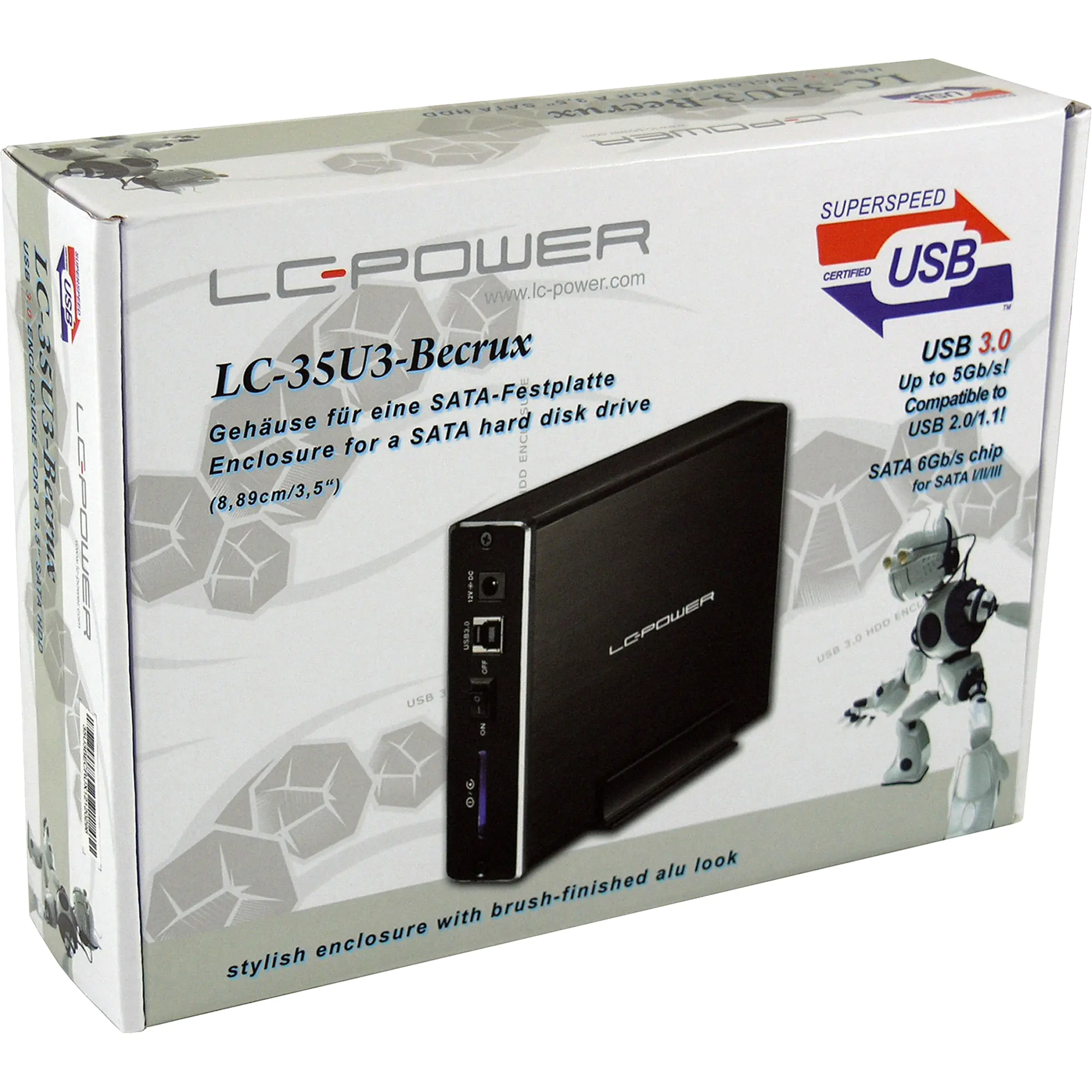 LC Power LC-35U3-Becrux - Speichergehäuse - 3.5" (8.9 cm) - SATA 6Gb/s - USB 3.0 - Schwarz