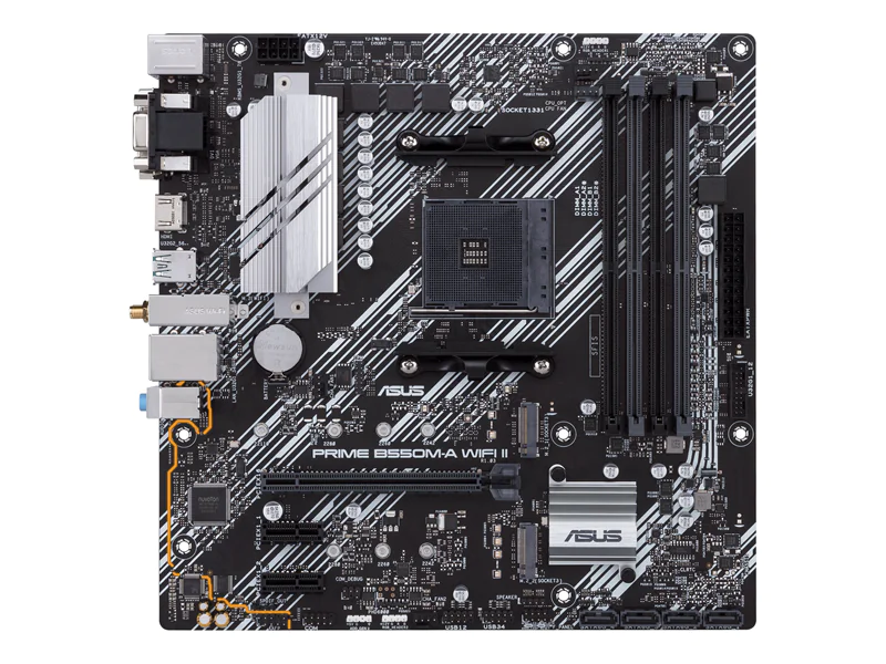 ASUS PRIME B550M-A WIFI II - Motherboard - micro ATX - Socket AM4 - AMD B550 Chipsatz - USB 3.2 Gen 1, USB 3.2 Gen 2 - Gigabit LAN, Wi-Fi 6, Bluetooth - Onboard-Grafik (CPU erforderlich) - HD Audio (8-Kanal)