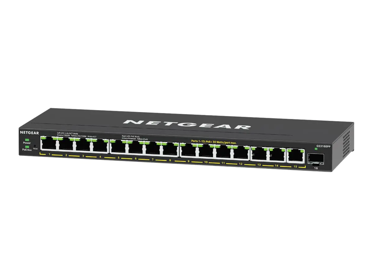 Netgear Plus GS316EPP - Switch - managed - 15 x 10/100/1000 (PoE+) GS316EPP-100PES