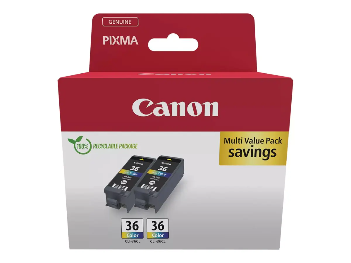 Canon CLI-36 Color Twin Pack - 2er-Pack - 12 ml - Farbe (Cyan, Magenta, Gelb) - original - Tintenbehälter - für PIXMA iP100 with battery, iP110, TR150, TR150 with Battery Pack; RC-IP100