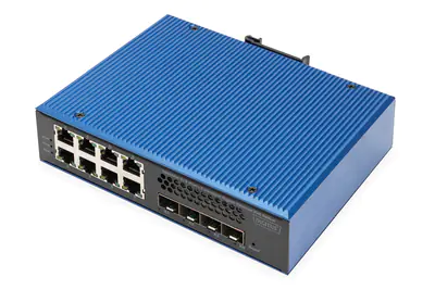 DIGITUS Industrieller 8+4 10G Uplink Port L3 managed Gigabit Ethernet PoE Switch DN-651161