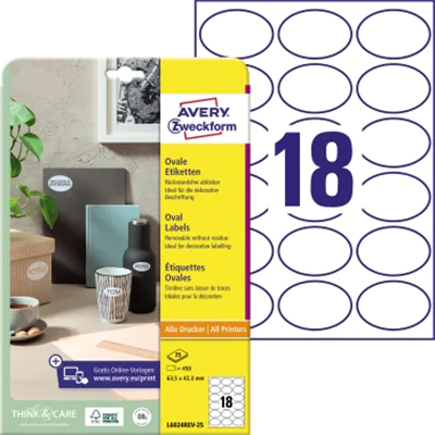 Avery Zweckform Etikett L6024REV-25 63,5x42,3mm wiederabl. 450 St./Pack Avery Zweckform Etikett L6024REV-25 63,5x42,3mm wiederabl. 450 St./Pack