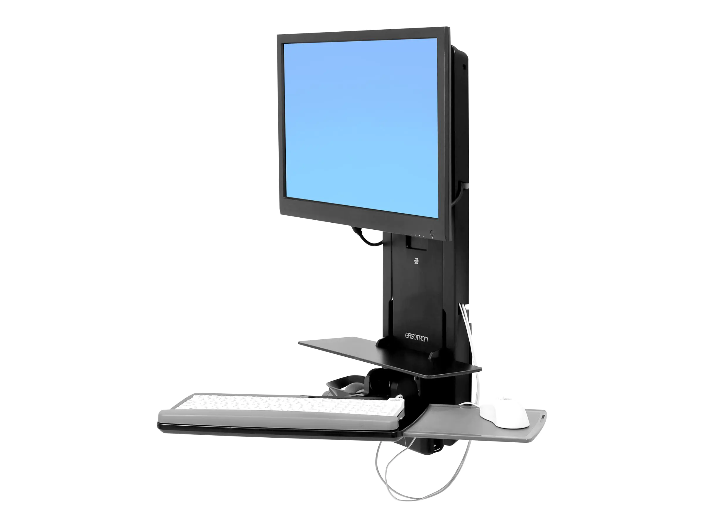 Ergotron Sit-Stand Vertical Lift, Patient Room - Befestigungskit (Handgelenkkissen, Maushalterung, vertikale Verstellschiene, Barcode-Scanner-Halter, Tastatur-Tablett, Monitorarm, Mausablage zum Herausziehen) - für LCD-Display / PC-Ausrüstung - medizinisc