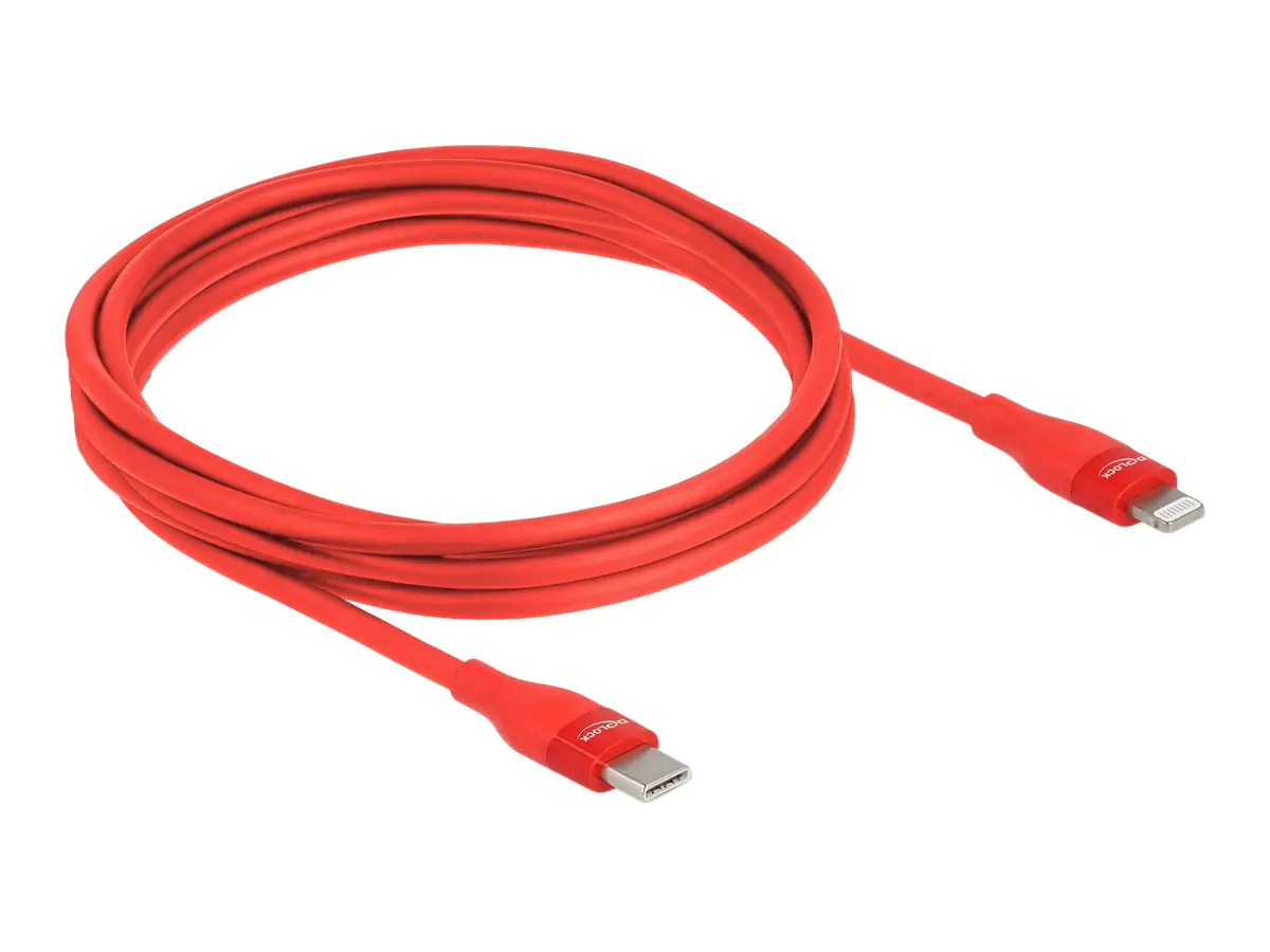 Delock Lightning-Kabel - USB-C männlich zu Lightning männlich - 2 m - Rot - unterstützt Strom