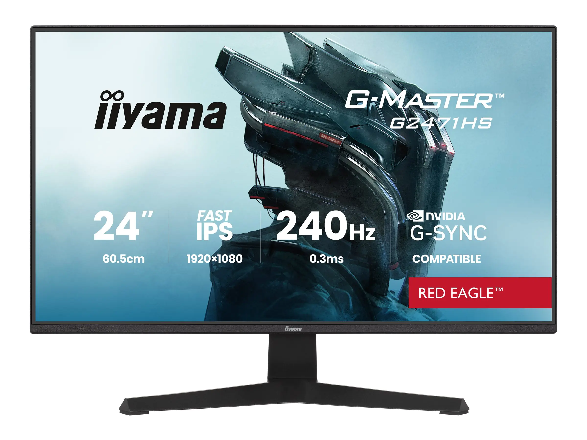 Iiyama G-MASTER Red Eagle G2471HS-B1 - LED-Monitor - Gaming - 61 cm (24") - 1920 x 1080 Full HD (1080p) @ 240 Hz - Fast IPS - 350 cd/m² - 1000:1 - 0.3 ms - HDMI, DisplayPort - Lautsprecher - Schwarz, Matte