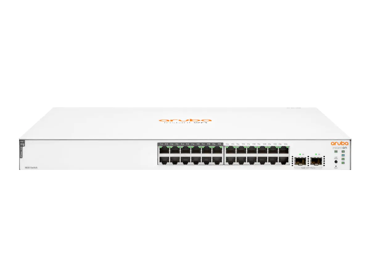 HPE Networking Instant On 1830 24G 12p Class4 PoE 2SFP 195W Switch - Switch - Smart - 12 x 10/100/1000 + 12 x 10/100/1000 (PoE+) + 2 x Gigabit SFP - Desktop, an Rack montierbar - PoE+ (195 W)