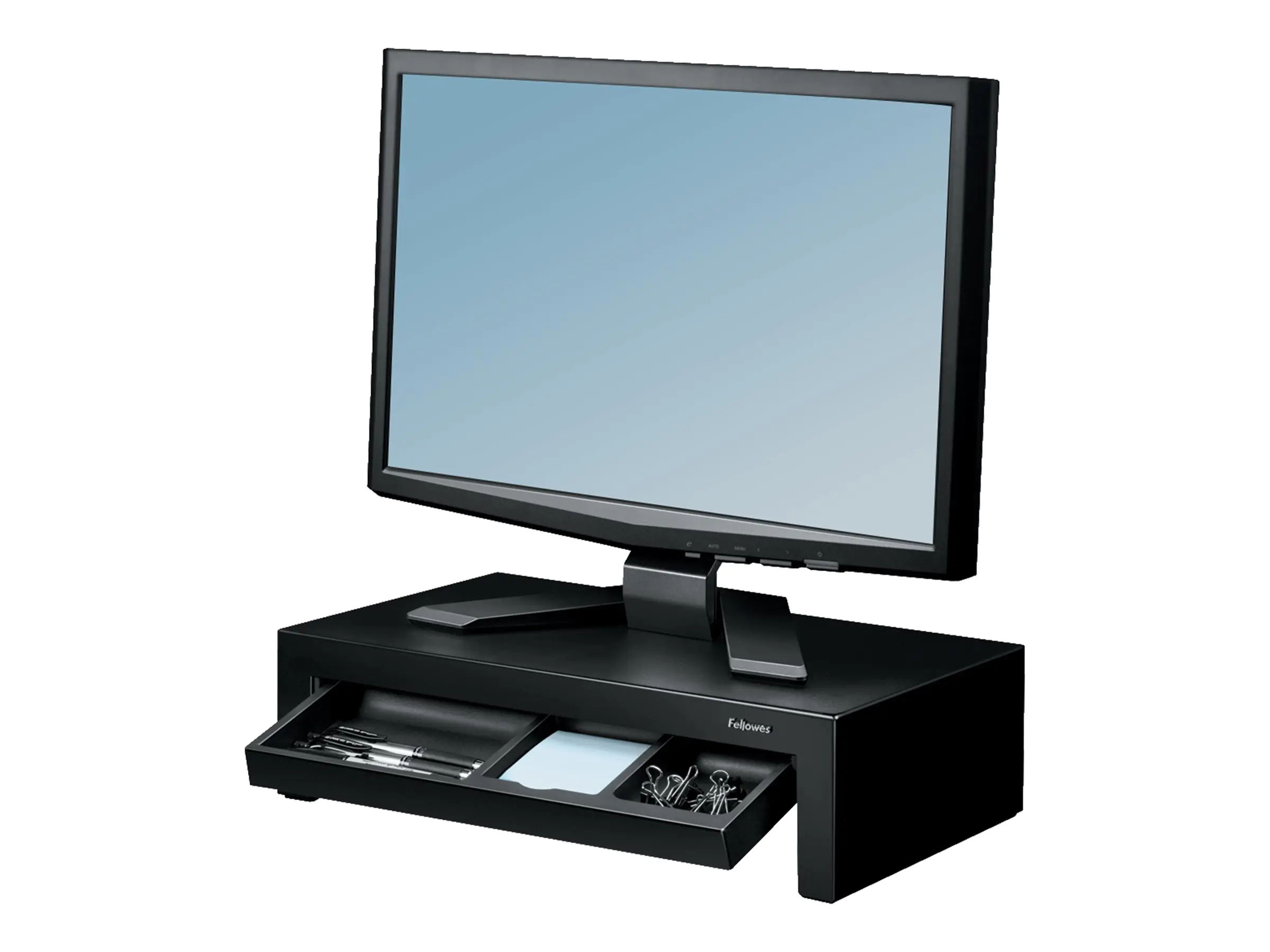 Fellowes Designer Suites Monitor Riser - Höhenverstellbarer Monitorständer - Schwarz, Birne