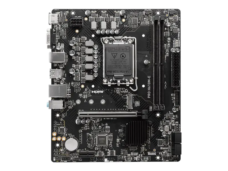 MSI PRO H610M-E - Motherboard - micro ATX - LGA1700 Sockel - H610 Chipsatz - USB 3.2 Gen 1 - Gigabit LAN - Onboard-Grafik (CPU erforderlich) 7D48-019R