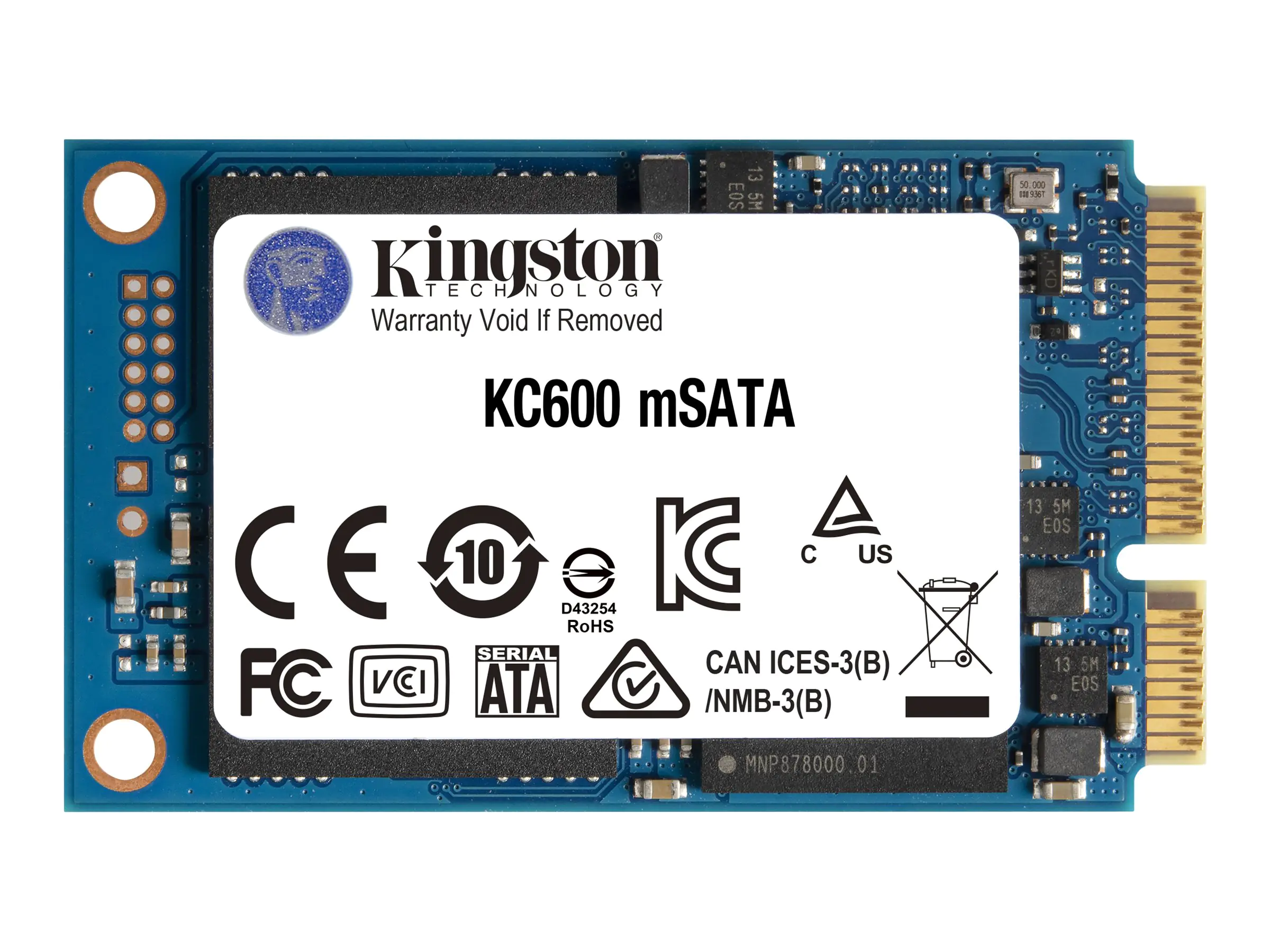 Kingston KC600 - SSD - verschlüsselt - 512 GB - intern - mSATA - SATA 6Gb/s - 256-Bit-AES - TCG Opal Encryption, Self-Encrypting Drive (SED) SKC600MS/512G