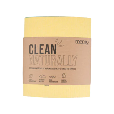memo Schwammtuch Clean Naturally 17 x 19,5 cm (B x L) Zellulose/Baumwollfasern/Glaubersalz farbig sortiert 3 St./Pack. memo Schwammtuch Clean Naturally 17 x 19,5 cm (B x L) Zellulose/Baumwollfasern/Glaubersalz farbig sortiert 3 St./Pack.