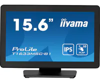 iiyama ProLite T1633MSC-B1 - LED-Monitor - 39.5 cm (15.6") - Touchscreen - 1920 x 1080 Full HD (1080p) @ 60 Hz - IPS - 450 cd/m² - 1000:1 - 5 ms - HDMI, DisplayPort - Lautsprecher - Schwarz, matte Oberfläche