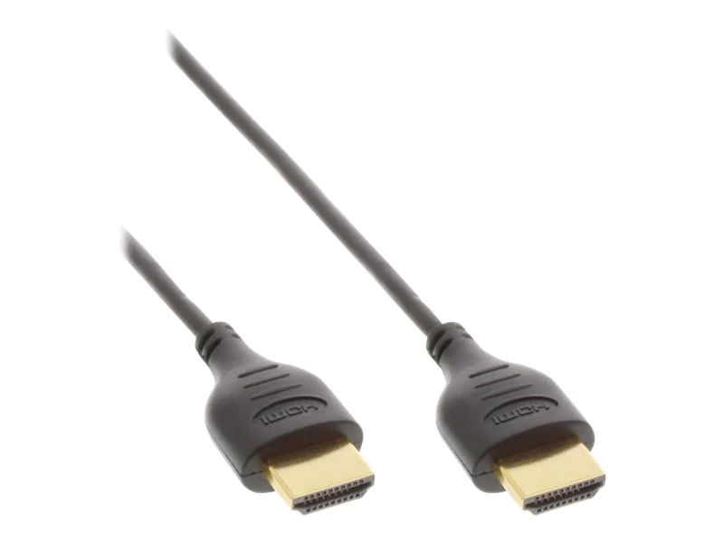 InLine Super Slim High Speed HDMI Cable with Ethernet - HDMI-Kabel mit Ethernet - HDMI männlich zu HDMI männlich - 0.5 m - Dreifachisolierung - Schwarz - 4K Unterstützung