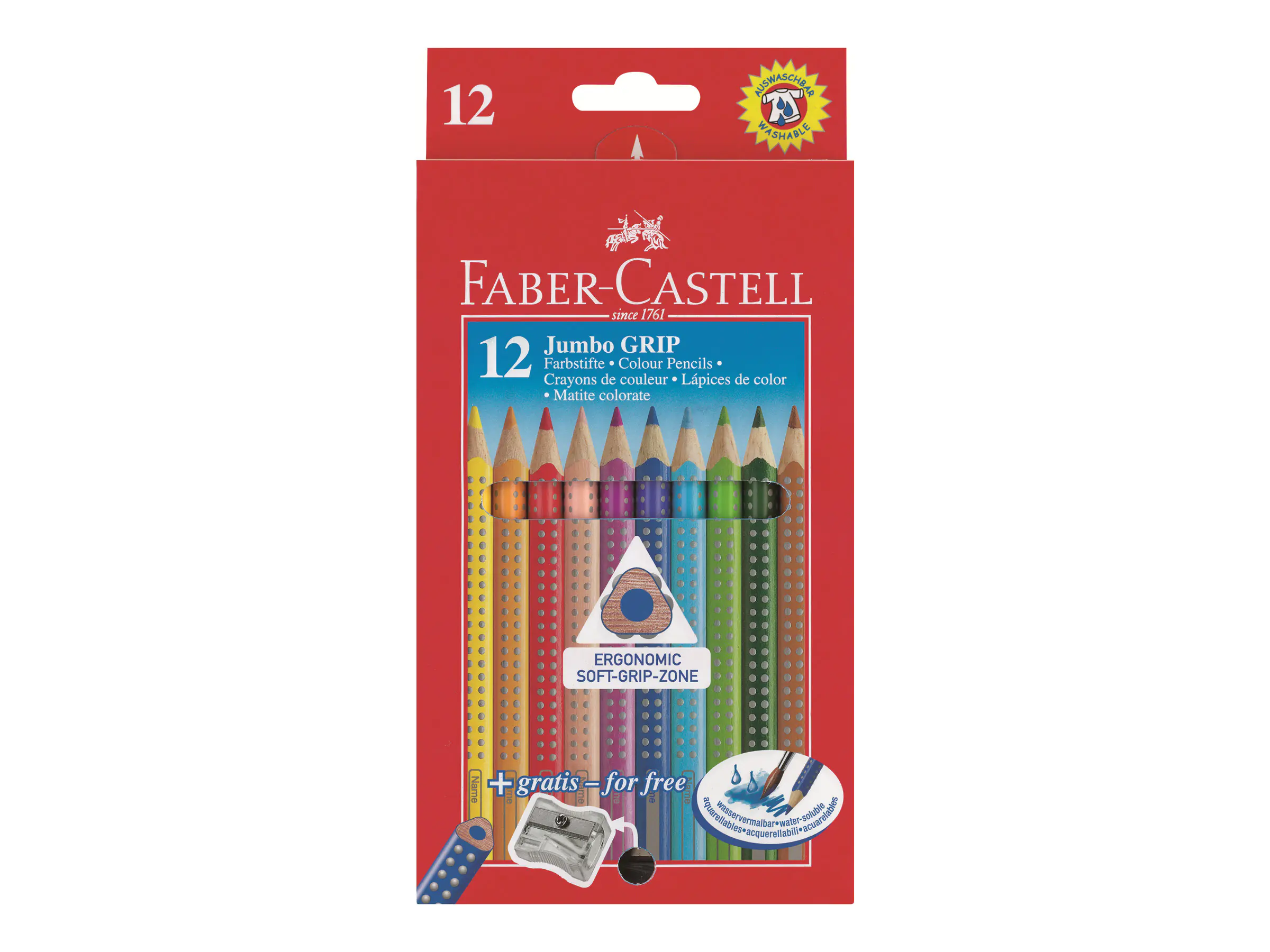 Faber-Castell Farbstift Jumbo GRIP 110912 farbig sortiert 12 St./Pack.