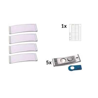 badgepoint® Namensschild polar® classic 64 x 22 mm (B x H) inkl. 1 Bogen (12 Namenskarten) Papier A4 weiß Magnet metall 5 St./Pack.