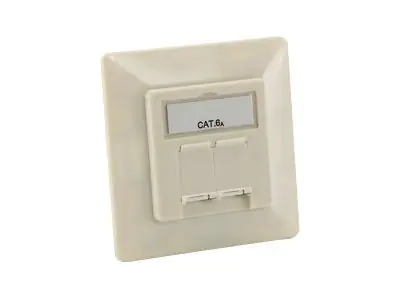 equip Professional - Anschlussdose, Unterputz - CAT 6a - STP - RJ-45 X 2 - Pearl White, RAL 1013 (Packung mit 5) - für equip Universal Surface Mounting Box