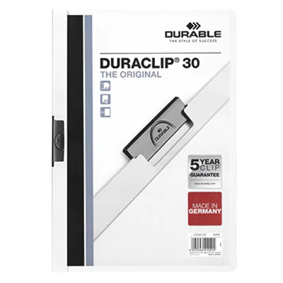 DURABLE Klemmmappe DURACLIP 30 220002 DIN A4 Hartfolie weiß DURABLE Klemmmappe DURACLIP 30 220002 DIN A4 Hartfolie weiß