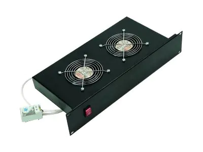 Triton - Rack-Lüftereinsatz - mit 2 Ventilatoren - Wechselstrom 230 V - RAL 7035 - 2U