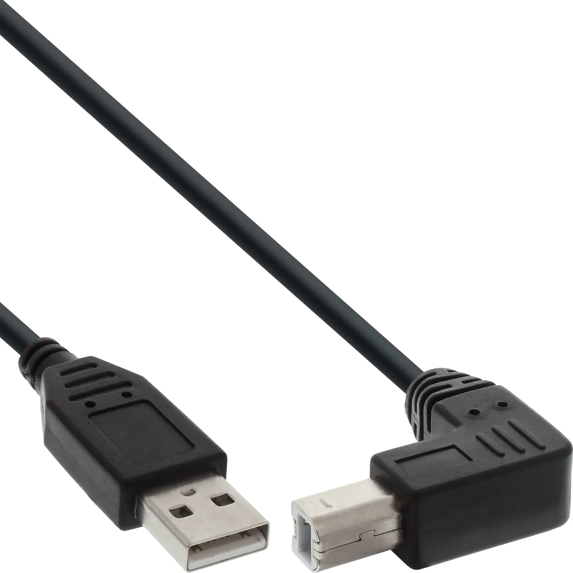 InLine - USB-Kabel - USB (M) zu USB Typ B (M) - 3 m - 90° Stecker - Schwarz