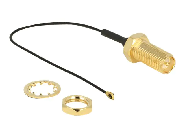 DeLOCK - Antennenkabel - RP-SMA (W) bis MHF4 (M) - 10 cm - Koax - Schwarz