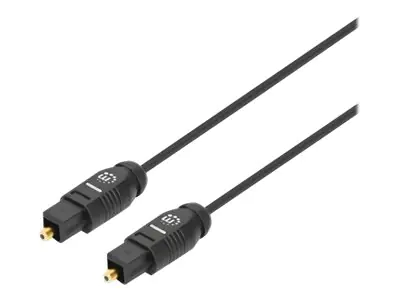 Manhattan Toslink Digital Optical AudioCable, 1m, Male/Male, Toslink S/PDIF, Gold plated contacts, Lifetime Warranty, Polybag - Digitales Audio-Kabel (optisch) - TOSLINK männlich zu TOSLINK männlich - 1 m - Schwarz