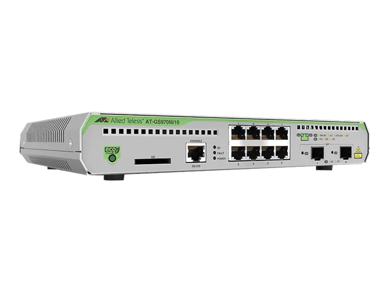 Allied Telesis CentreCOM AT-GS970M/10 - Switch - L3 - managed - 8 x 10/100/1000 + 2 x SFP (mini-GBIC) AT-GS970M/10-50