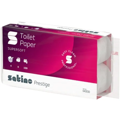 Satino Toilettenpapier 043030 Prestige 4lg hw 150Blatt 8 St./Pa Satino Toilettenpapier 043030 Prestige 4lg hw 150Blatt 8 St./Pa