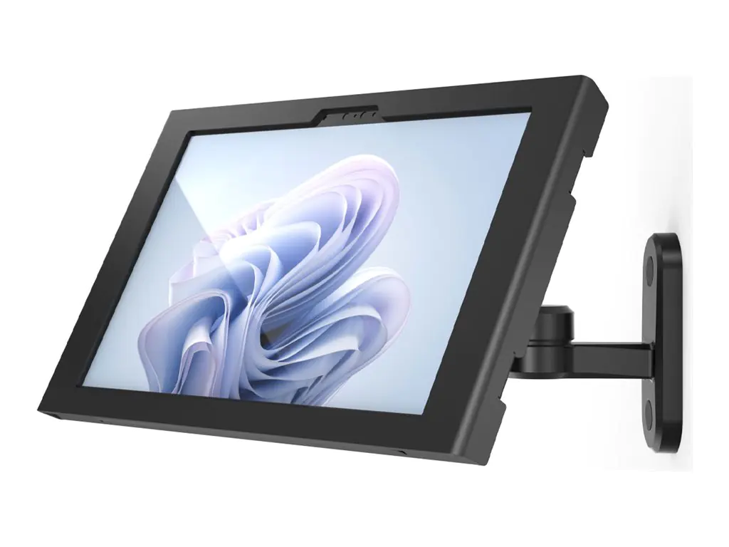 Compulocks Surface Pro 8-11 Apex Enclosure Swing Wall Mount - Befestigungskit (Gehäuse, Gelenkarm) - Schwenkarm - für Tablett - verriegelbar - hochwertiges Aluminium - Schwarz - Bildschirmgröße: 33 cm (13") - Wandmontage, Thekenbereich - für Microsoft Sur
