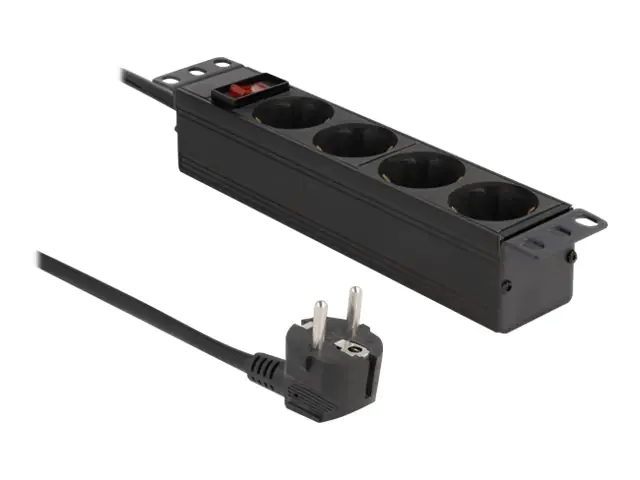 Delock Steckdosenleiste (Wandmontage) - AC 220-250 V - 3500 Watt - Eingabe, Eingang power CEE 7/7 - Ausgangsanschlüsse: 4 (4 x CEE 7/3) 66817