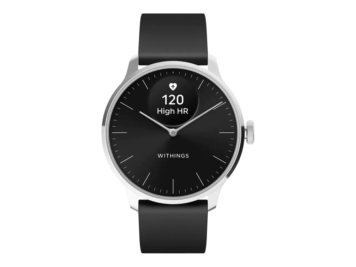 Withings Steel HR Sport - 40 mm - Edelstahl - Aktivitätsmesser mit Band - Silikon - Handgelenkgröße: bis zu 230 mm - einfarbig - Bluetooth - 49 g - Schwarz