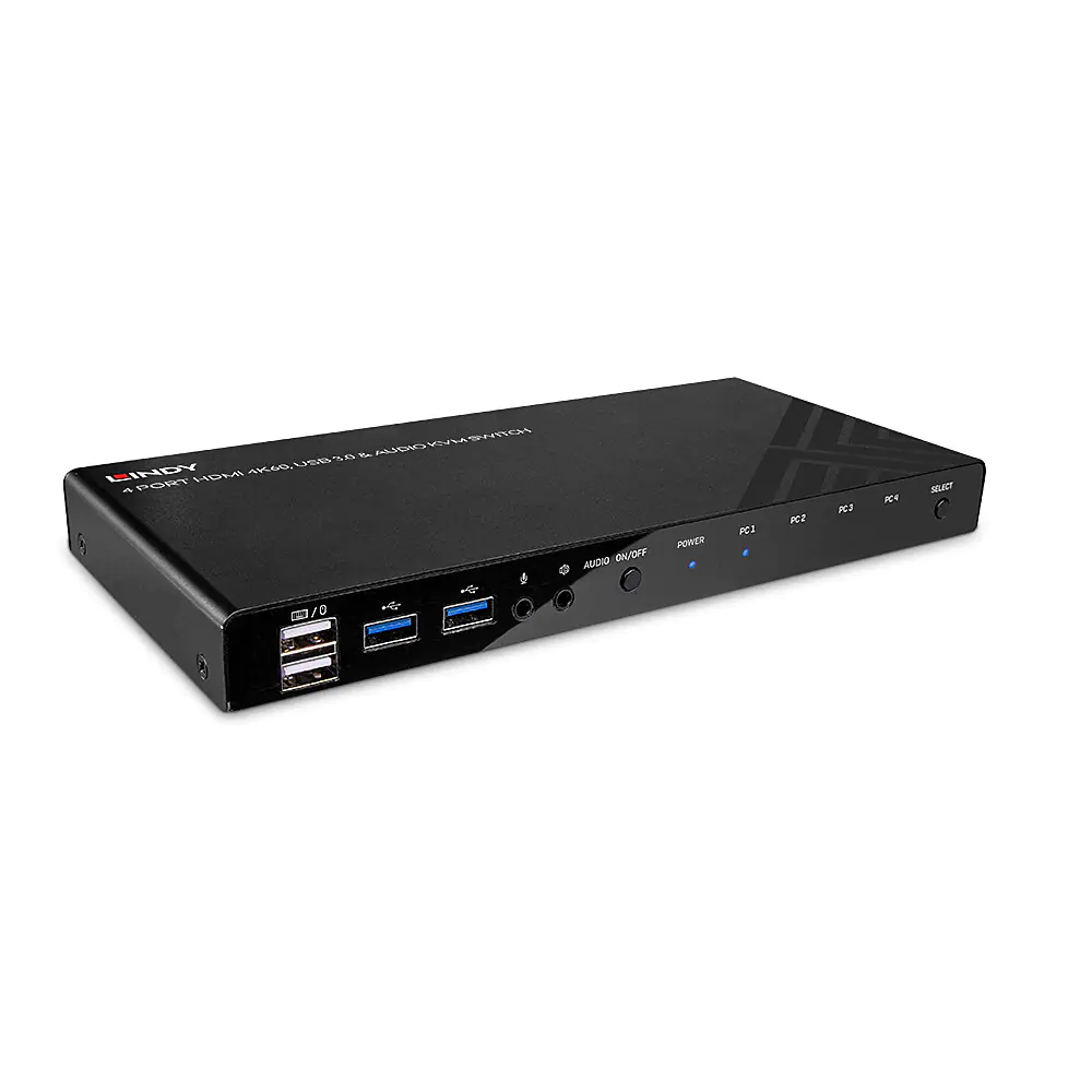 Lindy - KVM-/Audio-/USB-Switch - HDMI 4K60, USB 3.0 - 4 x KVM/Audio/USB - 1 lokaler Benutzer - Desktop Lindy - KVM-/Audio-/USB-Switch - HDMI 4K60, USB 3.0 - 4 x KVM/Audio/USB - 1 lokaler Benutzer - Desktop