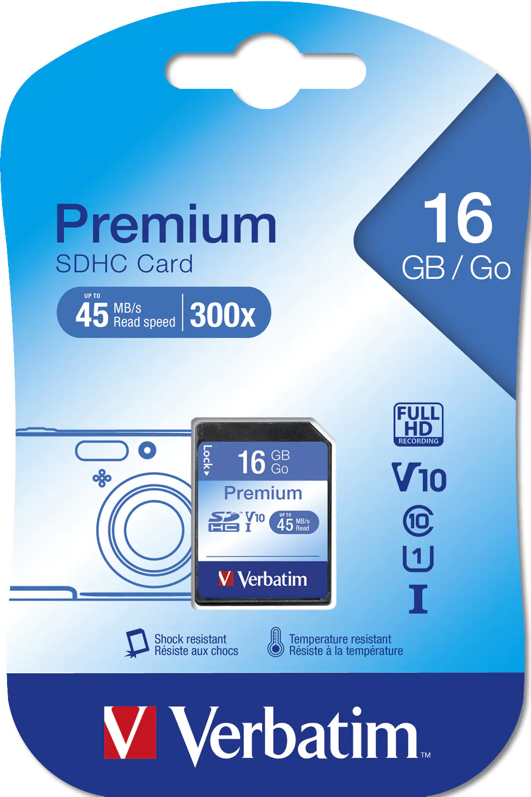 Verbatim - Flash-Speicherkarte - 16 GB - Class 10 - SDHC Verbatim - Flash-Speicherkarte - 16 GB - Class 10 - SDHC