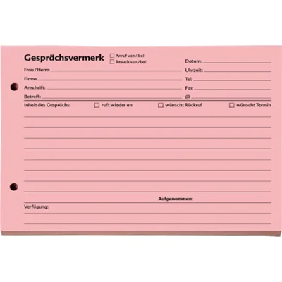 SoldanPlus Gesprächsvermerk 1201400 DIN A5 quer 100Blatt rot SoldanPlus Gesprächsvermerk 1201400 DIN A5 quer 100Blatt rot
