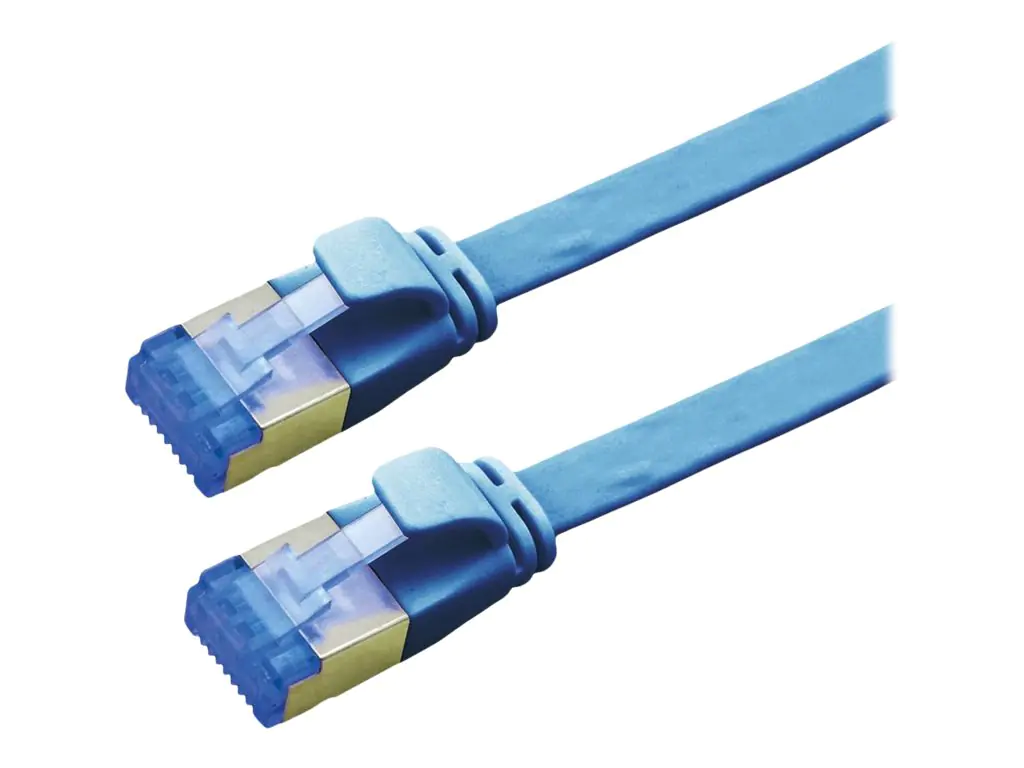 VALUE - Patch-Kabel - RJ-45 (M) zu RJ-45 (M) - 2 m - FTP - CAT 6a - geformt, ohne Haken, verseilt, extraflach, 10 Gigabit Ethernet - Blau
