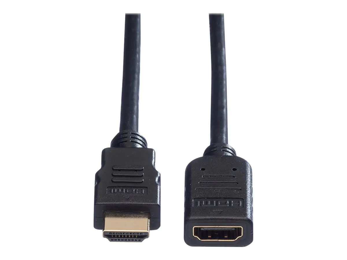 Secomp VALUE HDMI High Speed Cable with Ethernet - HDMI-Verlängerungskabel mit Ethernet - HDMI männlich zu HDMI weiblich - 1 m - abgeschirmt - Schwarz