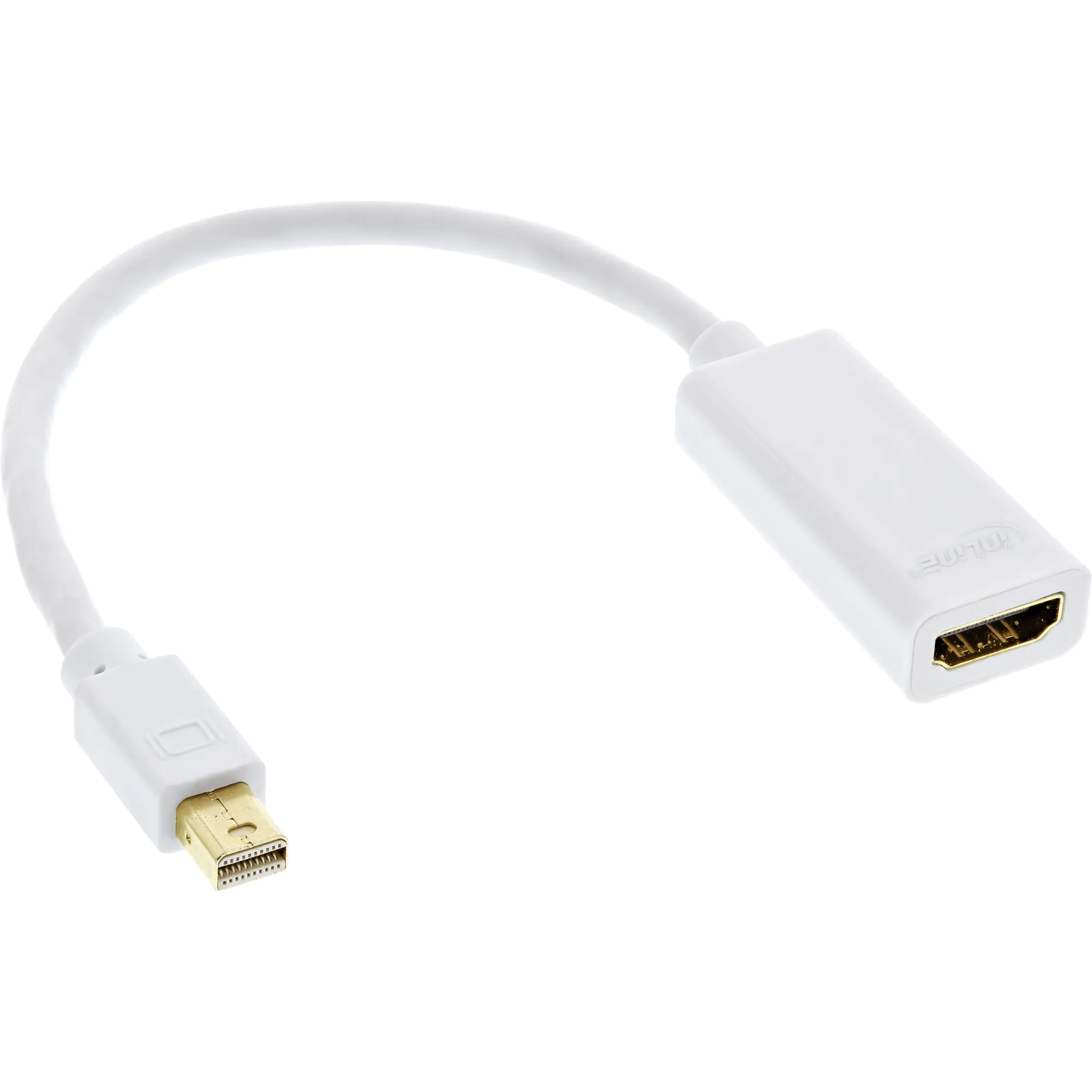 InLine - High Speed - Videoadapter - Mini DisplayPort männlich zu HDMI weiblich - 15 cm - Dreifachisolierung - weiß - 4K Unterstützung, Passiv