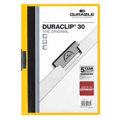 DURABLE Klemmmappe DURACLIP 30 220004 DIN A4 Hartfolie gelb DURABLE Klemmmappe DURACLIP 30 220004 DIN A4 Hartfolie gelb