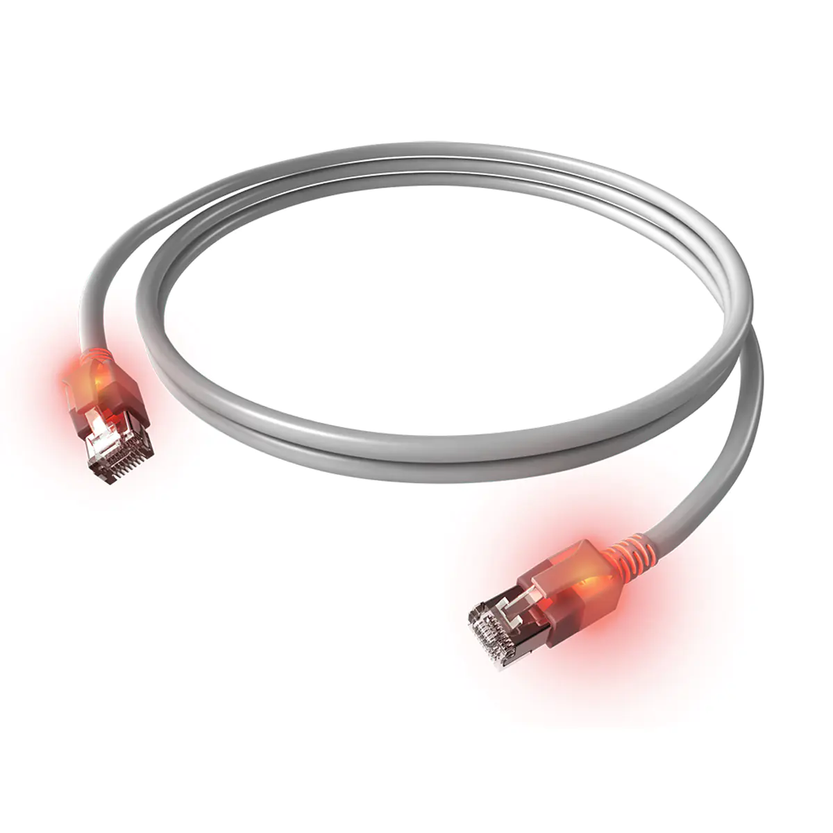 EasyLan saCon DualBoot LED Patchkabel S/FTP grau 7.50m Kat.6a - Kabel - Netzwerk