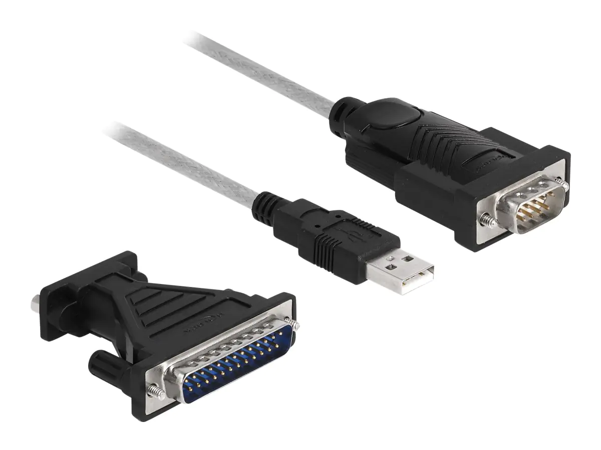 Delock - USB / Serienkabel-Set - USB / USB 2.0 / EIA-232 - Daumenschrauben - Schwarz, durchsichtig