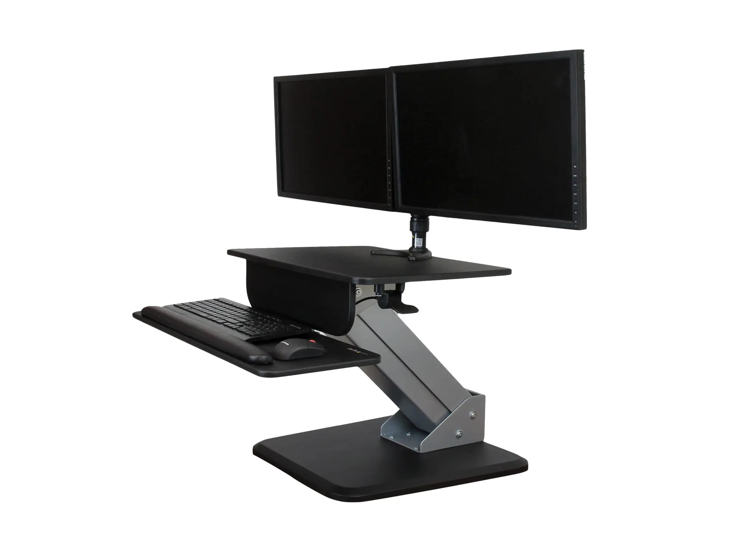 StarTech Height Adjustable Standing Desk Converter - Sit Stand Desk with One-finger Adjustment - Ergonomic Desk - Befestigungskit (Klammerauflageplatte, Tastatur-Tablett, pneumatischer Arm, Basis, Tastatureinschubrückwand, Workstation, Montagesäule, Klein
