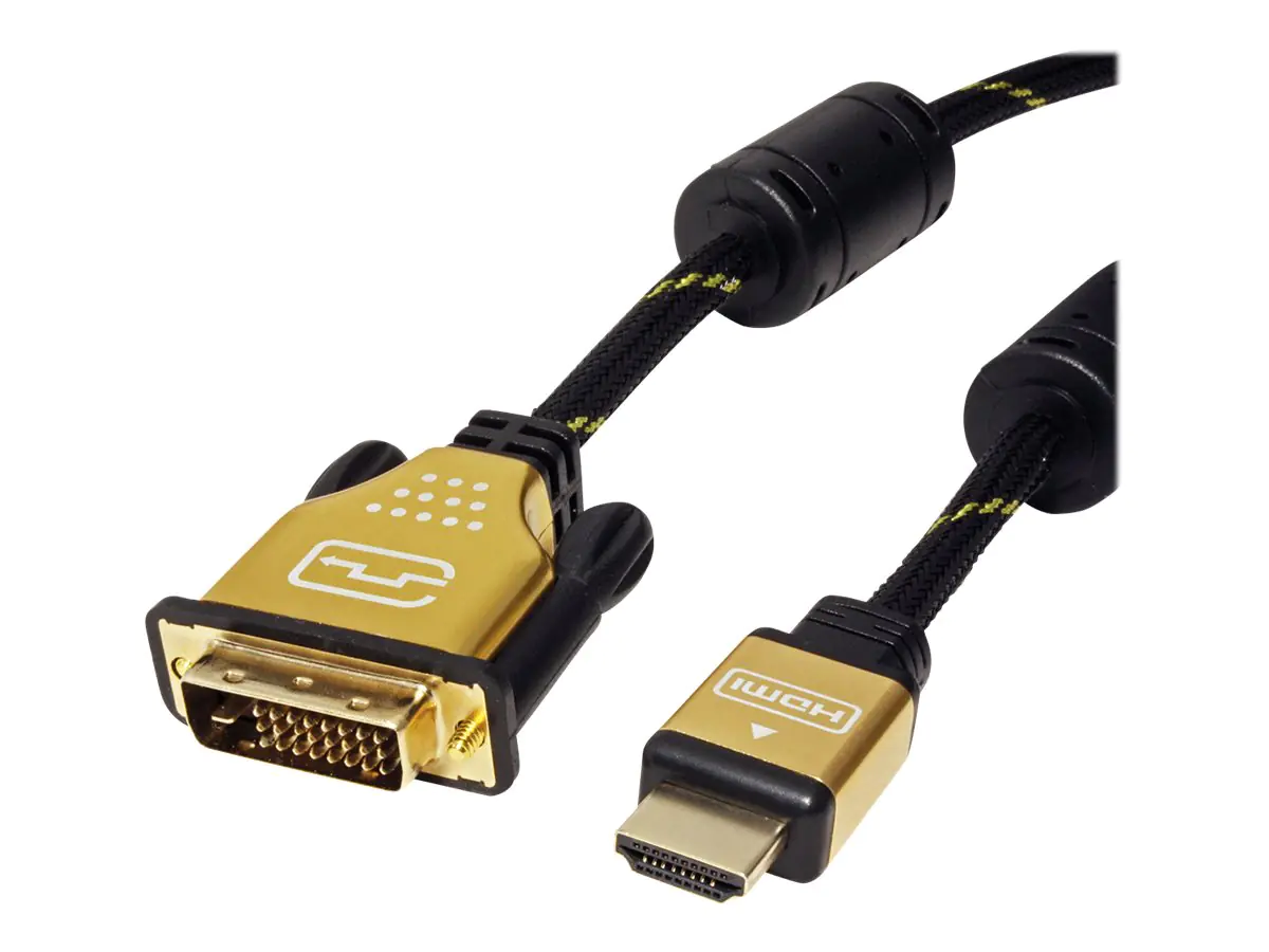 Roline Gold - Adapterkabel - Dual Link - DVI-D männlich zu HDMI männlich - 1.5 m - Doppelisolierung - Schwarz, Gold - 4K Unterstützung