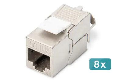 DIGITUS CAT 6A Keystone Modul, geschirmt, werkzeugfreier Montageanschluss - 8 Stk.