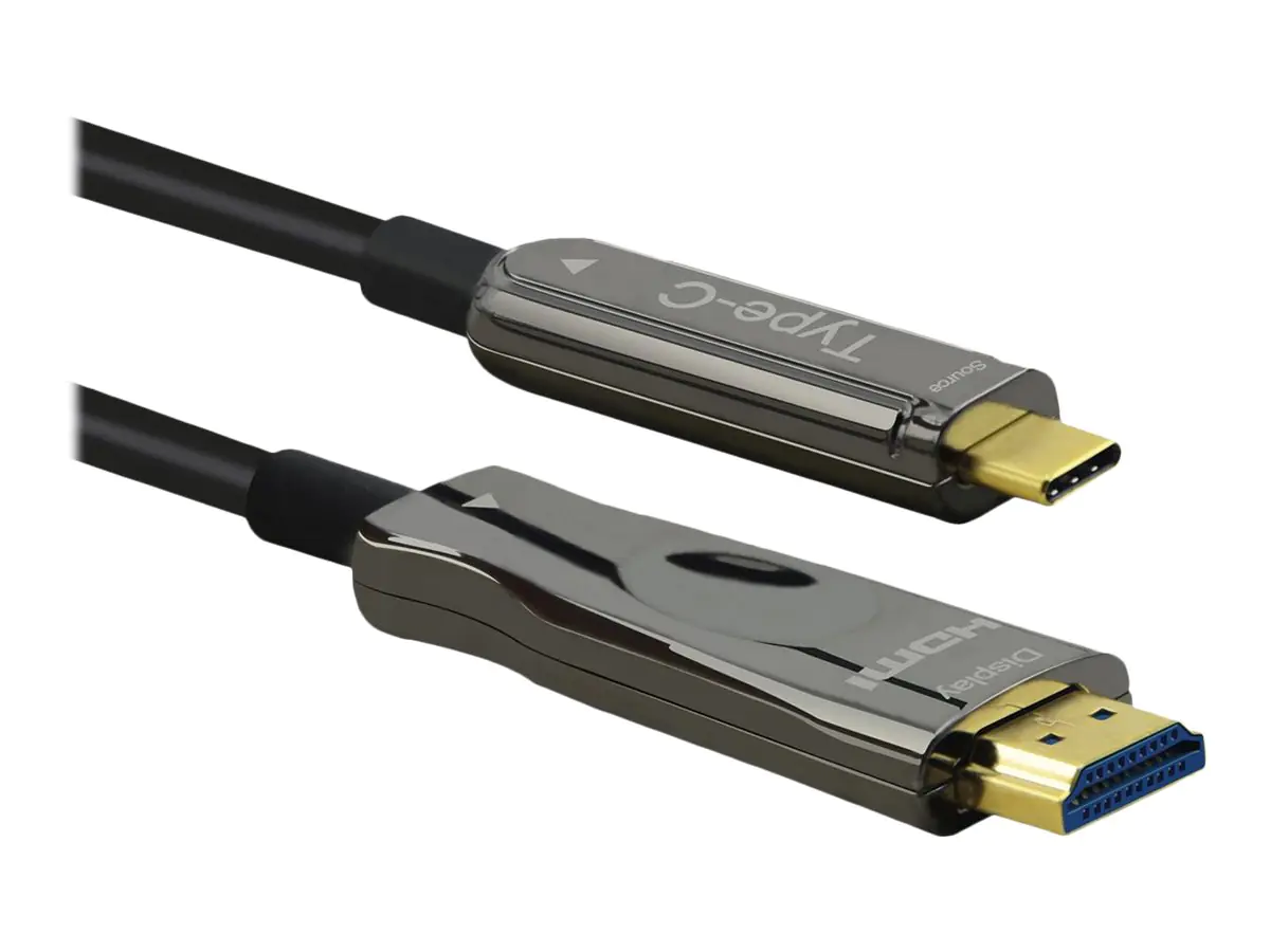 Roline - Adapterkabel - 24 pin USB-C männlich zu HDMI männlich - 30 m - Glasfaser - Schwarz - 4K Unterstützung